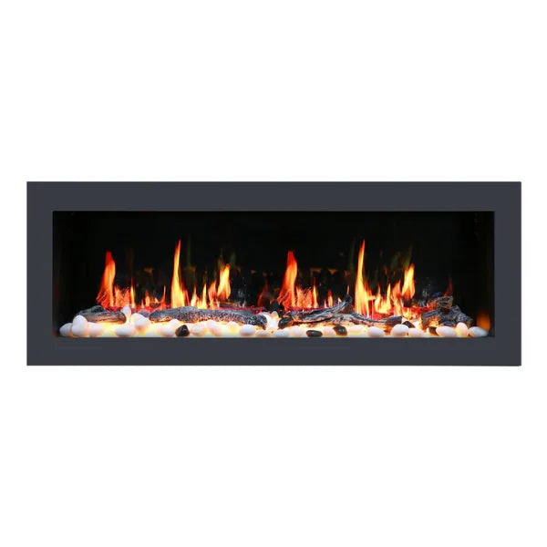 Litedeer Homes Latitude II 48" Seamless Push-in Electric Fireplace With App Driftwood Log & River Rock - ZEF48X