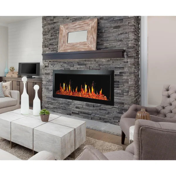 Litedeer Homes Latitude II 48" Seamless Push-in Electric Fireplace With Luster Copper Reflective Fire Glass - ZEF48XA