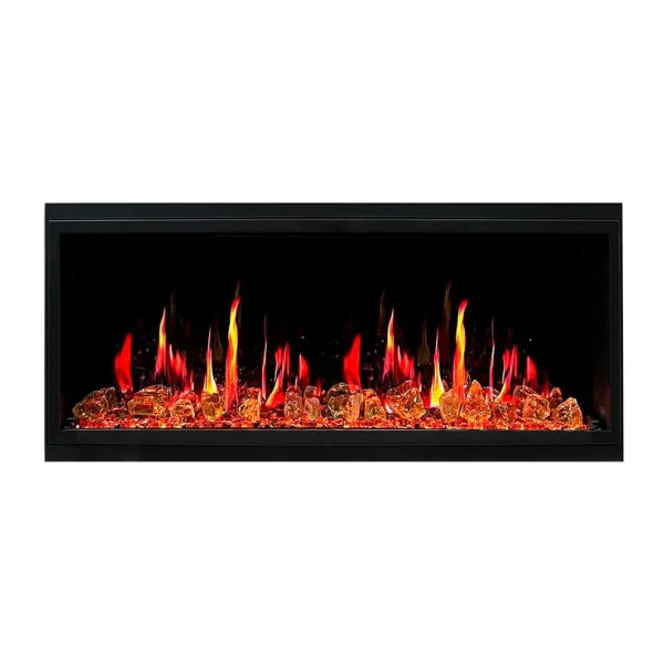 Litedeer Homes Latitude II 48" Seamless Push-in Electric Fireplace With Luster Copper Reflective Fire Glass - ZEF48XA