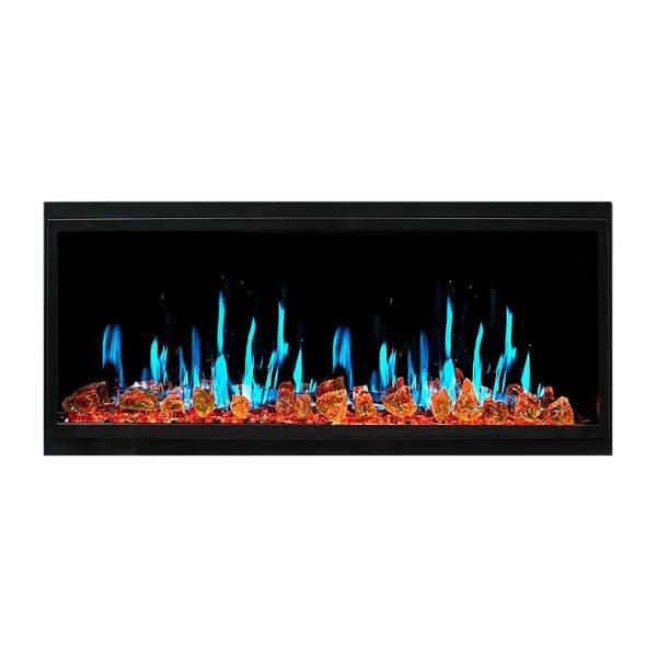 Litedeer Homes Latitude II 48" Seamless Push-in Electric Fireplace With Luster Copper Reflective Fire Glass - ZEF48XA