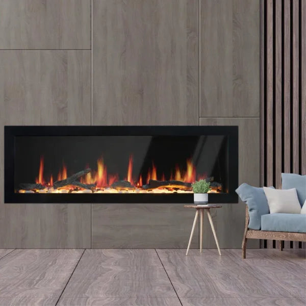 Litedeer 58" Latitude II Push-In Contemporary Smart Linear Vent-Free Built-In Electric Fireplace ZEF58V