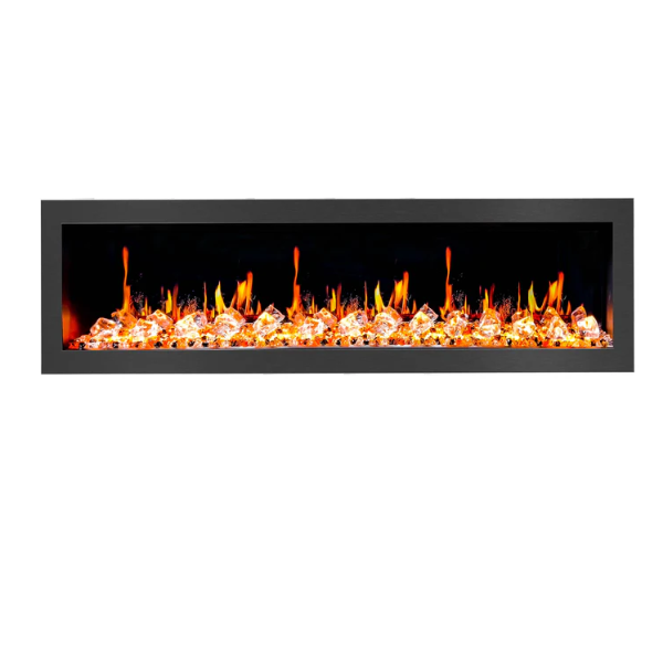 Litedeer Homes Latitude II 58" Seamless Push-in Electric Fireplace With Acrylic Crushed Ice Rocks - ZEF58VC