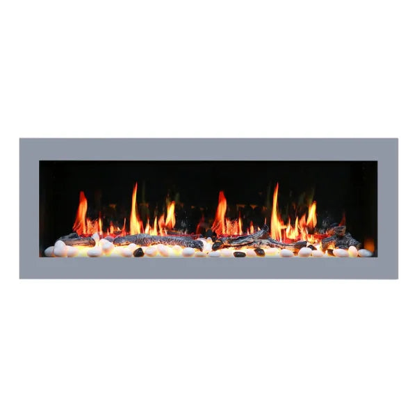 Litedeer Homes Gloria II 58" Silver Seamless Push-in Electric Fireplace - ZEF58VS