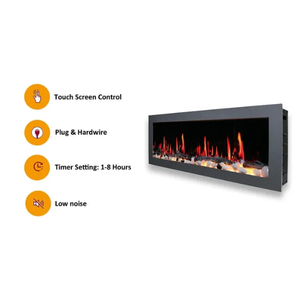 Litedeer Homes Gloria II 58" Silver Seamless Push-in Electric Fireplace - ZEF58VS