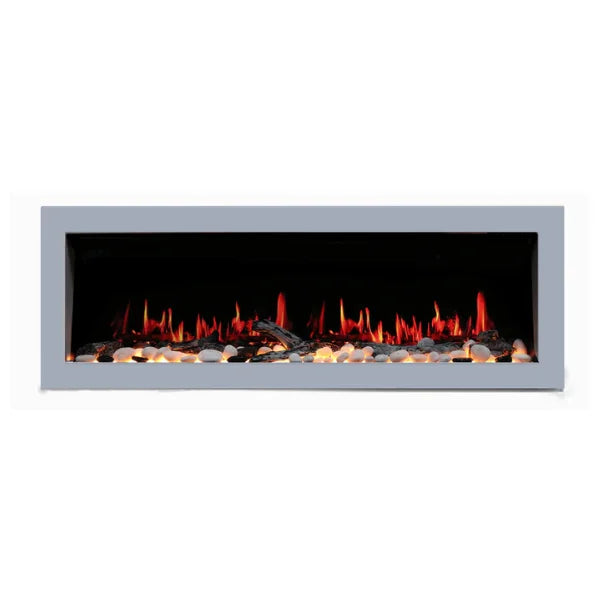 Litedeer Homes Gloria II 58" Silver Seamless Push-in Electric Fireplace - ZEF58VS