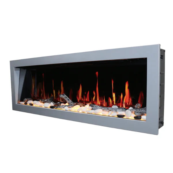 Litedeer Homes Gloria II 58" Silver Seamless Push-in Electric Fireplace - ZEF58VS