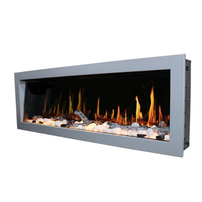 Litedeer Homes Gloria II 58" Silver Seamless Push-in Electric Fireplace - ZEF58VS