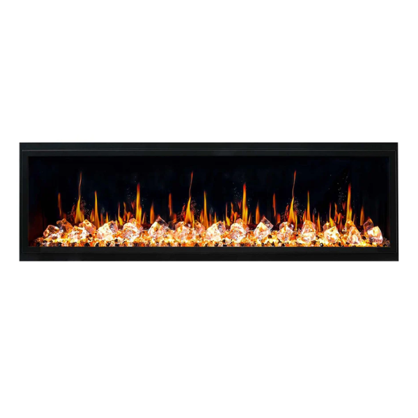 Litedeer Homes Latitude 65" Black Ultra Slim Built-in Linear Smart Electric Fireplace With Acrylic Crushed Ice Rocks - ZEF65XC