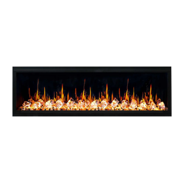 Litedeer Homes Latitude 65" Black Ultra Slim Built-in Linear Smart Electric Fireplace With Acrylic Crushed Ice Rocks - ZEF65XC