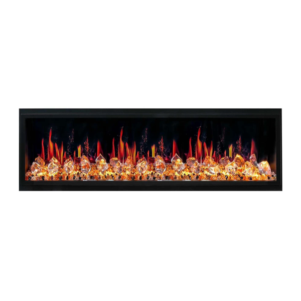 Litedeer Homes Latitude 65" Black Ultra Slim Built-in Linear Smart Electric Fireplace With Acrylic Crushed Ice Rocks - ZEF65XC