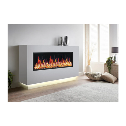 Litedeer Homes Latitude 65" Black Ultra Slim Built-in Linear Smart Electric Fireplace With Acrylic Crushed Ice Rocks - ZEF65XC