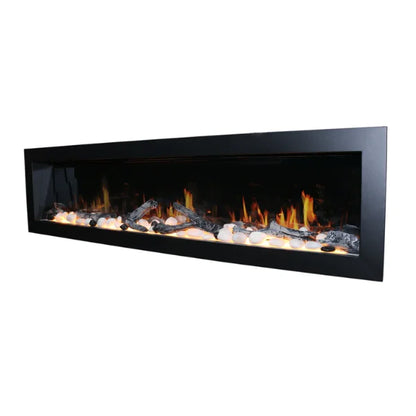 Litedeer Homes Latitude II 68" Seamless Push-in Electric Fireplace With App Driftwood Log & River Rock - ZEF68X