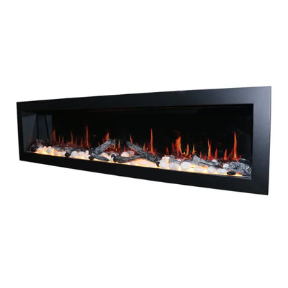 Litedeer Homes Latitude II 68" Seamless Push-in Electric Fireplace With App Driftwood Log & River Rock - ZEF68X