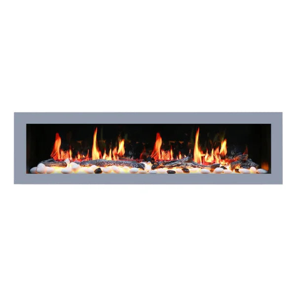 Litedeer Homes Latitude II 68" Seamless Push-in Electric Fireplace With App Driftwood Log & River Rock - ZEF68X