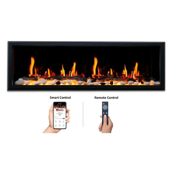 Litedeer Homes Latitude II 68" Seamless Push-in Electric Fireplace With App Driftwood Log & River Rock - ZEF68X