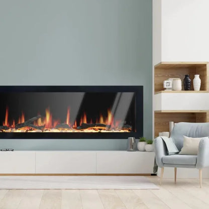 Litedeer Homes Latitude II 68" Seamless Push-in Electric Fireplace With App Driftwood Log & River Rock - ZEF68X