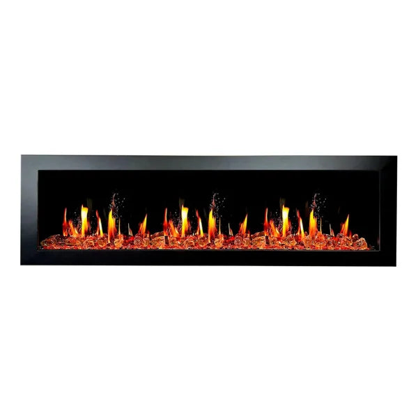 Litedeer Homes Latitude II 68" Seamless Push-in Electric Fireplace With Luster Copper Reflective Fire Glass - ZEF68XA