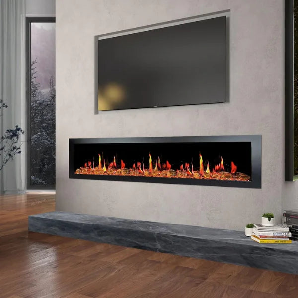 Litedeer Homes Latitude II 68" Seamless Push-in Electric Fireplace With Luster Copper Reflective Fire Glass - ZEF68XA