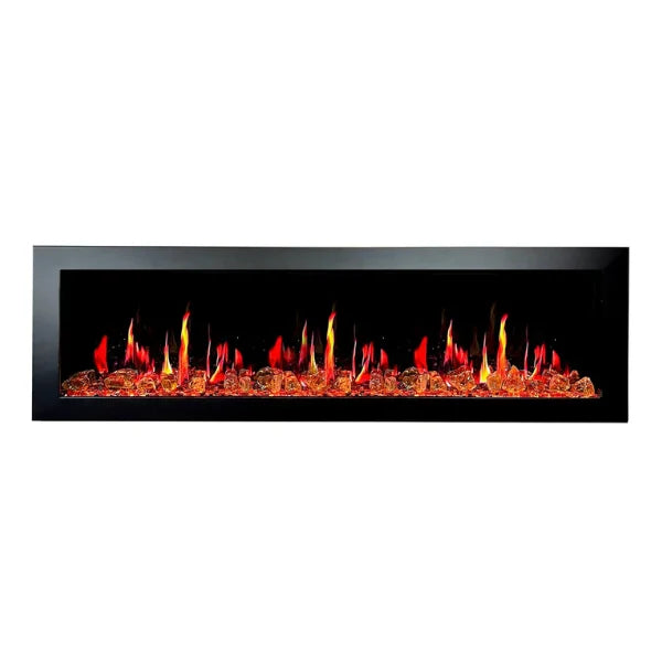 Litedeer Homes Latitude II 68" Seamless Push-in Electric Fireplace With Luster Copper Reflective Fire Glass - ZEF68XA