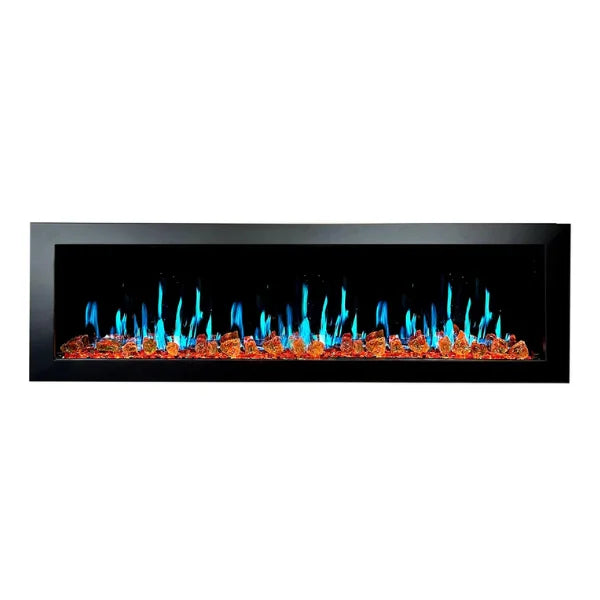 Litedeer Homes Latitude II 68" Seamless Push-in Electric Fireplace With Luster Copper Reflective Fire Glass - ZEF68XA