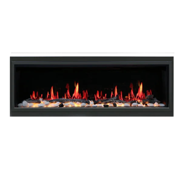 Litedeer Homes Latitude 75" Black Ultra Slim Built-in Linear Smart Electric Fireplace With Driftwood Log & River Rock - ZEF75V