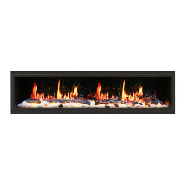 Litedeer Homes Latitude 75" Black Ultra Slim Built-in Linear Smart Electric Fireplace With Driftwood Log & River Rock - ZEF75V