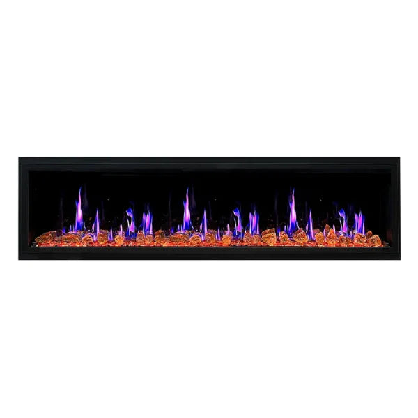 Litedeer Homes Latitude 75" Black Ultra Slim Built-in Linear Smart Electric Fireplace With Luster Copper Reflective Fire Glass - ZEF75VA