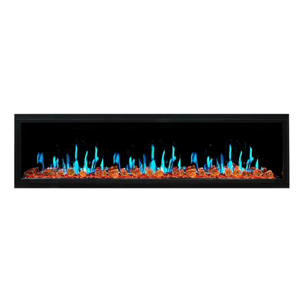 Litedeer Homes Latitude 75" Black Ultra Slim Built-in Linear Smart Electric Fireplace With Luster Copper Reflective Fire Glass - ZEF75VA