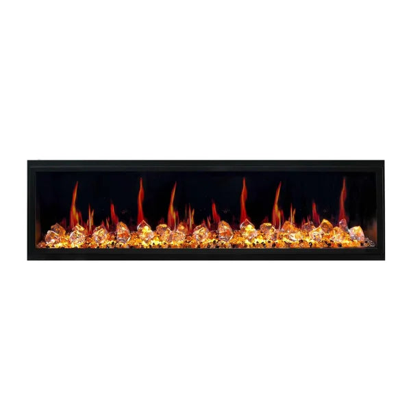 Litedeer Homes Latitude 75" Black Ultra Slim Built-in Linear Smart Electric Fireplace With Multicolor Acrylic Crushed Ice Rocks - ZEF75VC