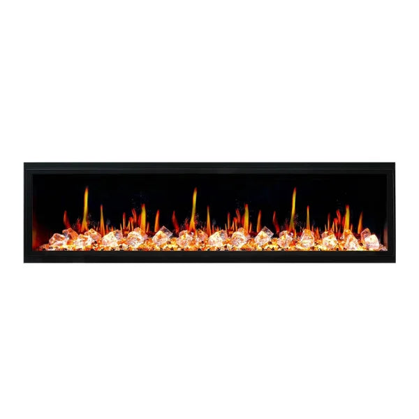 Litedeer Homes Latitude 75" Black Ultra Slim Built-in Linear Smart Electric Fireplace With Multicolor Acrylic Crushed Ice Rocks - ZEF75VC