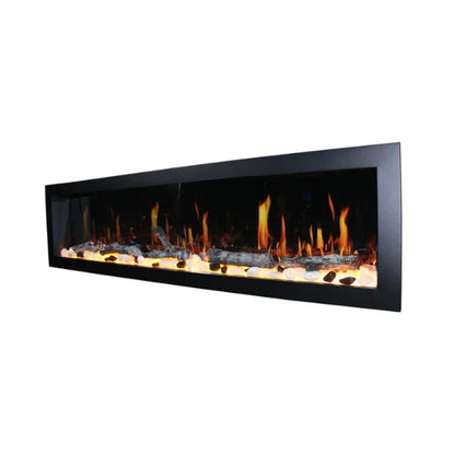 Litedeer Homes Latitude II 78" Seamless Push-in Electric Fireplace With App Driftwood Log & River Rock - ZEF78V