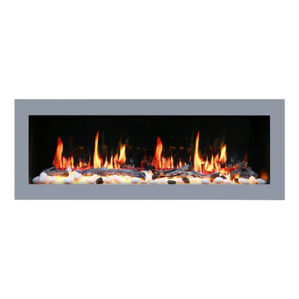 Litedeer Homes Latitude II 78" Seamless Push-in Electric Fireplace With App Driftwood Log & River Rock - ZEF78V