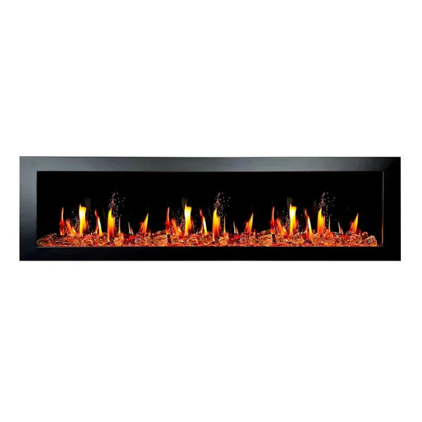 Litedeer Homes Latitude II 78" Seamless Push-in Electric Fireplace With Luster Copper Reflective Fire Glass - ZEF78VA