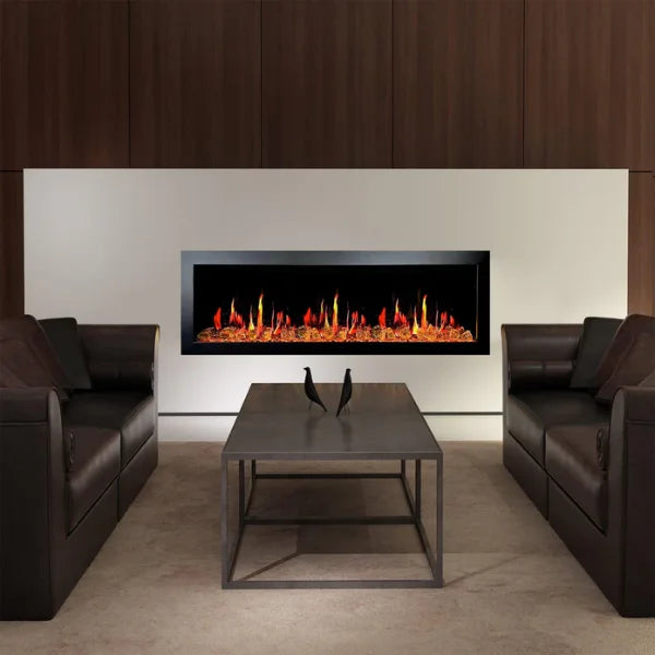 Litedeer Homes Latitude II 78" Seamless Push-in Electric Fireplace With Luster Copper Reflective Fire Glass - ZEF78VA