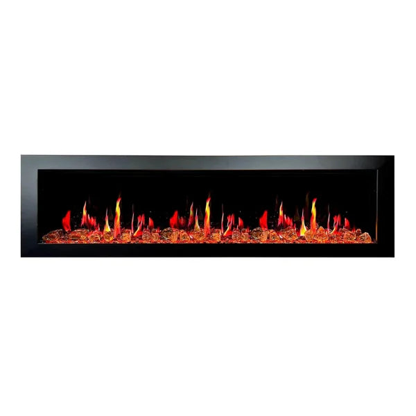 Litedeer Homes Latitude II 78" Seamless Push-in Electric Fireplace With Luster Copper Reflective Fire Glass - ZEF78VA