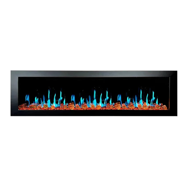 Litedeer Homes Latitude II 78" Seamless Push-in Electric Fireplace With Luster Copper Reflective Fire Glass - ZEF78VA