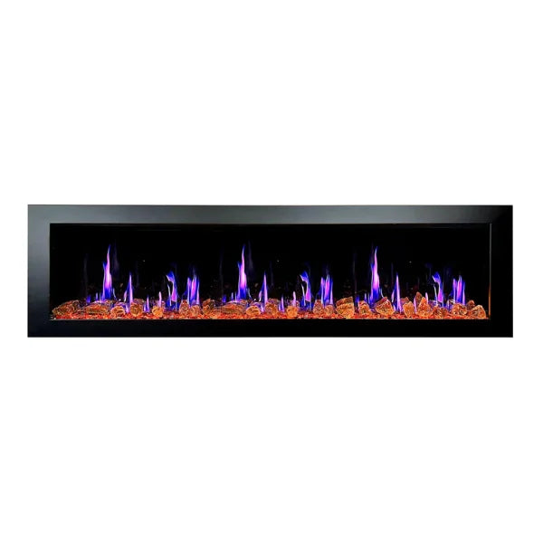 Litedeer Homes Latitude II 78" Seamless Push-in Electric Fireplace With Luster Copper Reflective Fire Glass - ZEF78VA