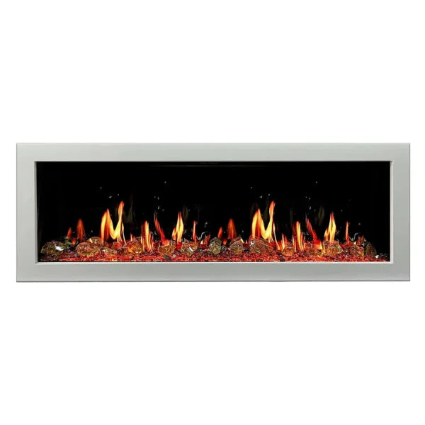 Litedeer Homes Gloria II 48" White Seamless Push-in Electric Fireplace With Reflective Fire Glass Reflective Fire Glass - ZEF48XAW