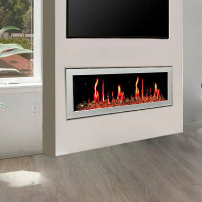 Litedeer Homes Gloria II 48" White Seamless Push-in Electric Fireplace With Reflective Fire Glass Reflective Fire Glass - ZEF48XAW