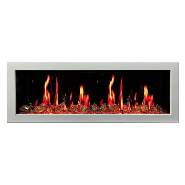 Litedeer Homes Gloria II 48" White Seamless Push-in Electric Fireplace With Reflective Fire Glass Reflective Fire Glass - ZEF48XAW