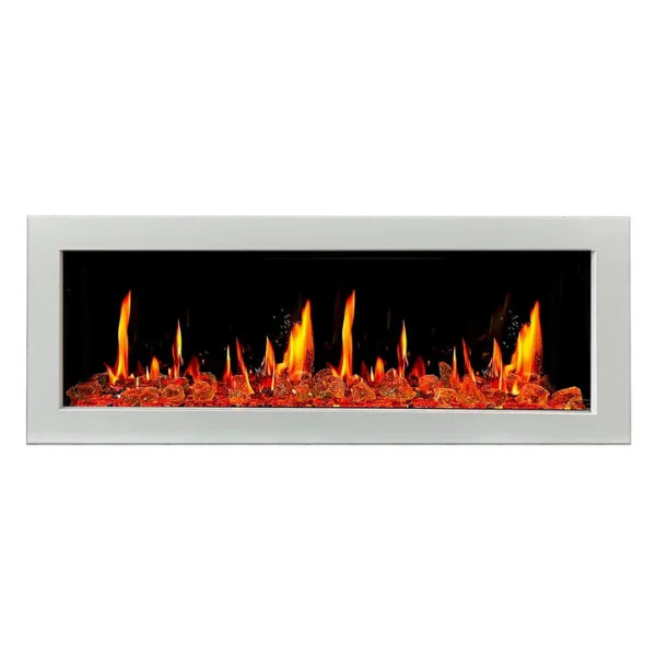 Litedeer Homes Gloria II 48" White Seamless Push-in Electric Fireplace With Reflective Fire Glass Reflective Fire Glass - ZEF48XAW