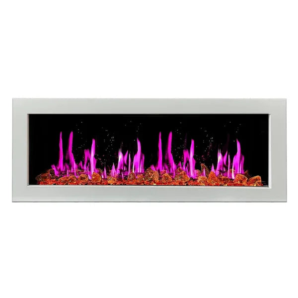 Litedeer Homes Gloria II 48" White Seamless Push-in Electric Fireplace With Reflective Fire Glass Reflective Fire Glass - ZEF48XAW