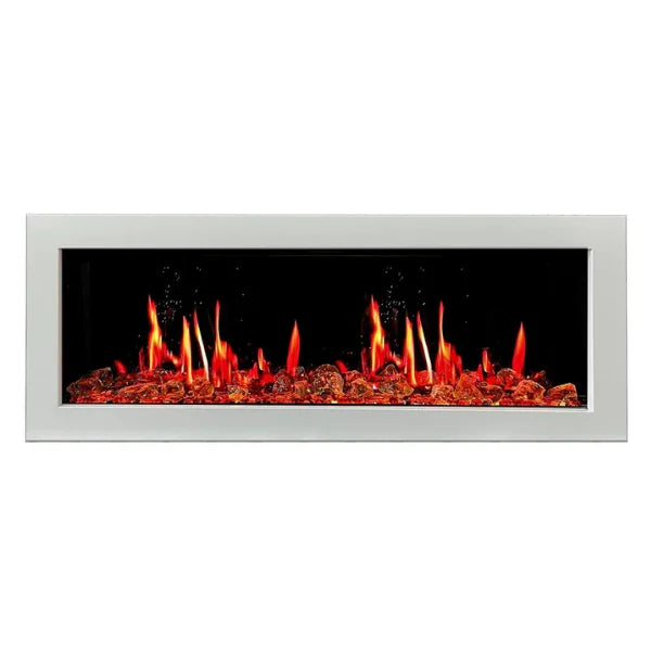 Litedeer Homes Gloria II 48" White Seamless Push-in Electric Fireplace With Reflective Fire Glass Reflective Fire Glass - ZEF48XAW