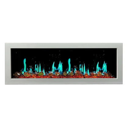 Litedeer Homes Gloria II 48" White Seamless Push-in Electric Fireplace With Reflective Fire Glass Reflective Fire Glass - ZEF48XAW