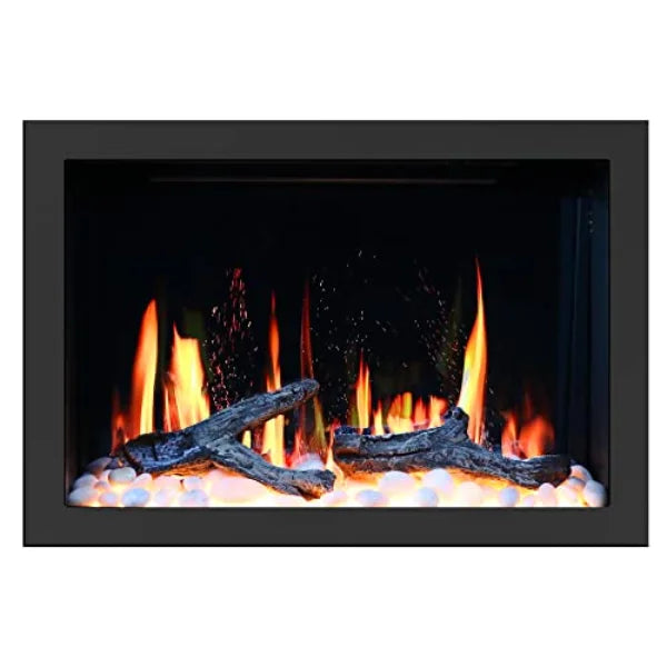 Litedeer Homes LiteStar 30" Original Smart Electric Fireplace Inserts With App Driftwood Log & River Rock - ZEF38VCII