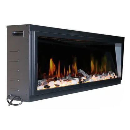 Litedeer Homes Latitude 45" Black Ultra Slim Built-in Linear Smart Electric Fireplace With Driftwood Log & River Rock - ZEF45X