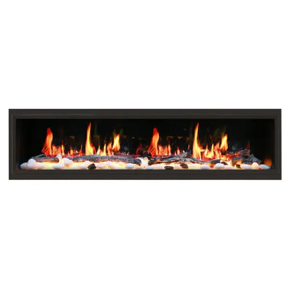 Litedeer Homes Latitude 45" Black Ultra Slim Built-in Linear Smart Electric Fireplace With Driftwood Log & River Rock - ZEF45X