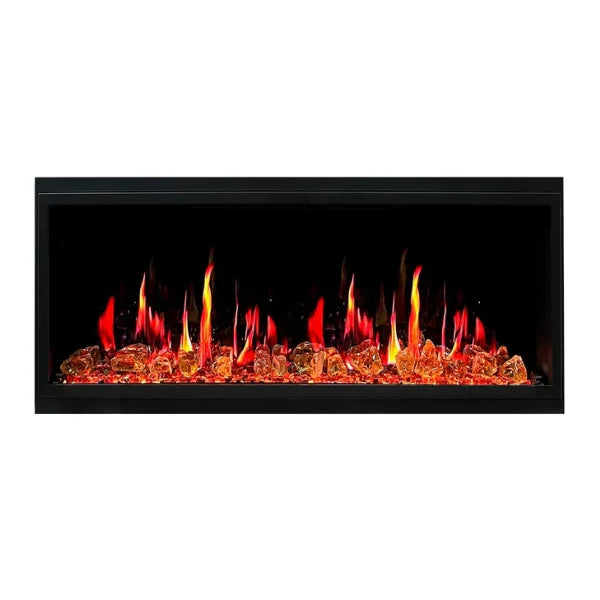 Litedeer Homes Latitude 45" Black Ultra Slim Built-in Linear Smart Electric Fireplace With Luster Copper Reflective Fire Glass - ZEF45XA