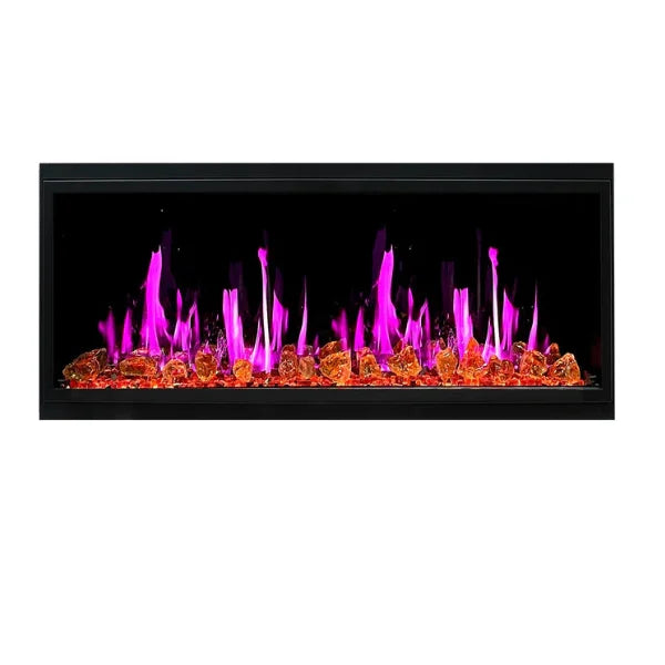 Litedeer Homes Latitude 45" Black Ultra Slim Built-in Linear Smart Electric Fireplace With Luster Copper Reflective Fire Glass - ZEF45XA