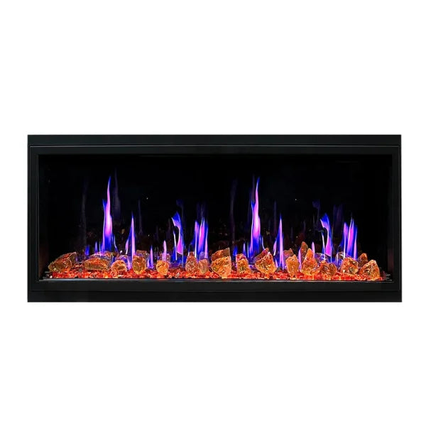 Litedeer Homes Latitude 45" Black Ultra Slim Built-in Linear Smart Electric Fireplace With Luster Copper Reflective Fire Glass - ZEF45XA